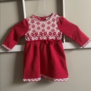 Hanna Andersson Red and White Fair Isle Knit Holiday Dress